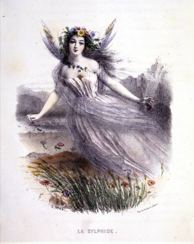 Fée : La sylphide - dans «Les femmes mythologiques», par Mery et Foelix, ill. par G. Staal, éd. par Gouet - Pierre Gustave Eugene Staal