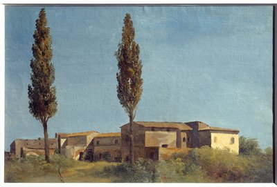 À la Villa Farnèse, les deux peupliers. Peinture de Pierre Henri de Valenciennes (1750-1819) - Pierre Henri de Valenciennes