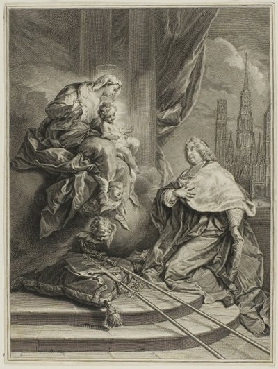 Portrait de Louis de la Vergne de Tressan, comte de Lyon, archevêque de Rouen - Pierre Imbert Drevet