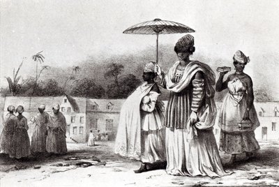 Dame emmenant un enfant au baptême, de 