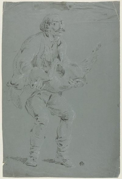 Homme portant un chien mort - Pierre Jacques Volaire
