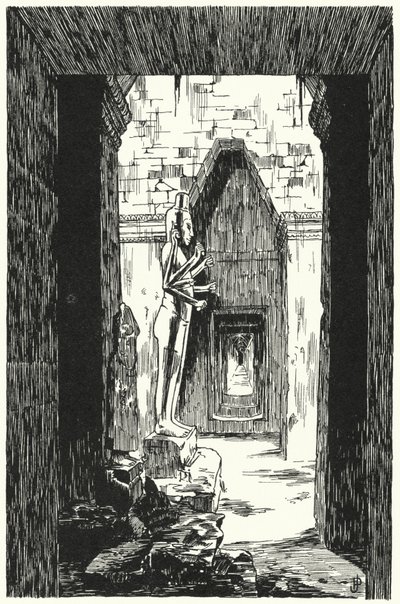 Géant Vishnu dans une entrée latérale, Angkor Vat (gravure) - Pierre Jeannerat de Beerski