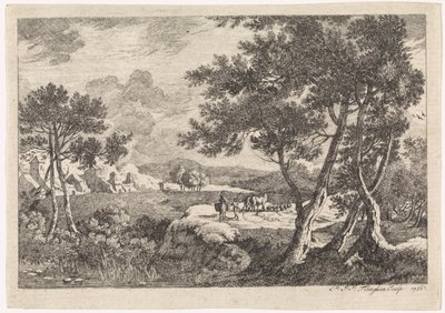 Paysage avec des arbres au premier plan - Pierre Joseph Jacques Tiberghien
