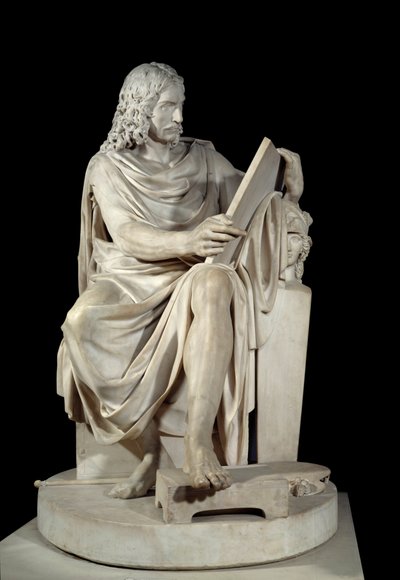 Le peintre français Nicolas Poussin (1594-1660). Sculpture en marbre par Pierre Julien (1731-1804) - Pierre Julien