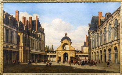 Cour ovale du château de Fontainebleau. Arrivée de Christine de Suède, reine de Suède - Pierre Justin Ouvrie