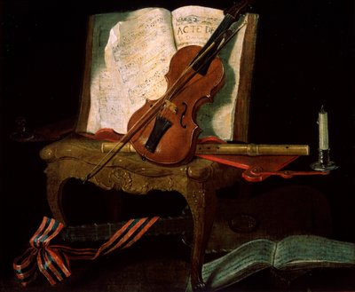 Nature morte avec un violon, XIXe siècle - Pierre Justin Ouvrie