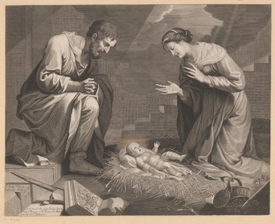 Marie et Joseph en adoration devant l