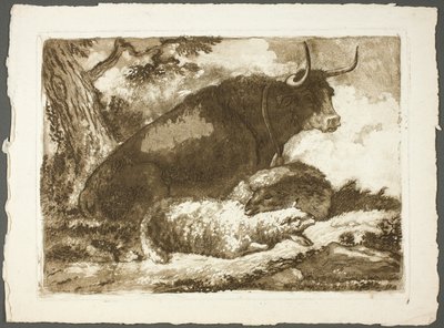 Un taureau et deux moutons - Pierre Lelu