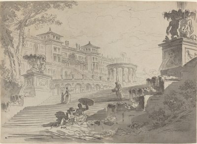 Fantaisie sur la Villa Médicis avec fontaines - Pierre Lelu