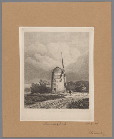 Vue du moulin de pierre ou moulin de Rembrandt à Koudekerk aan den Rijn - Pierre Louis Dubourcq