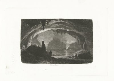 Homme avec une barque dans les grottes de Han - Pierre Louis Dubourcq