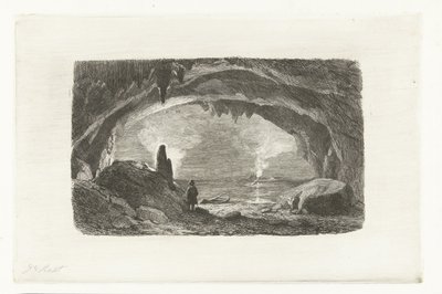 Homme avec barque dans les grottes de Han - Pierre Louis Dubourcq