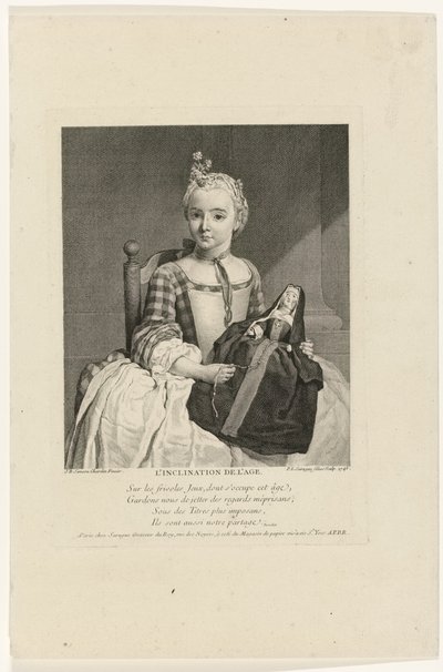 Fille avec poupée habillée en nonne - Pierre Louis Surugue