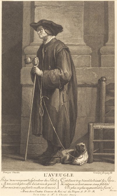Le Mendiant aveugle - Pierre Louis de Surugue after Jean Siméon Chardin