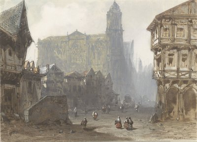 La vieille place du marché à Rouen - Pierre Luc Charles Ciceri