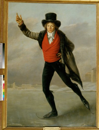 Le médaillé Bertrand Andrieu en patinage artistique (huile sur toile) - Pierre Maximilien Delafontaine