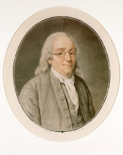 Portrait de Benjamin Franklin avec des lunettes - Pierre Michel Alix