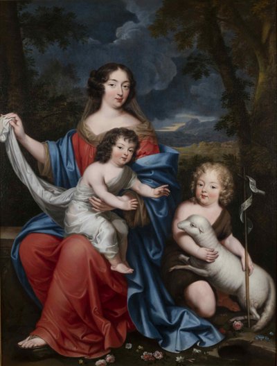 Portrait de Madame de Maintenon 1635-1719, avec les enfants naturels de Louis XIV, 17e siècle - Pierre Mignard