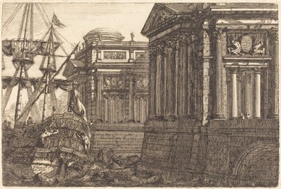 Scène de port imaginaire - Pierre Moreau