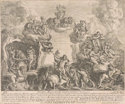 La Prima Macchina pour la Chinea de 1738 : Allégorie de la Providence Royale - Pierre Parrocel