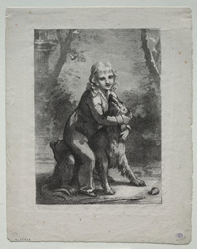 Garçon avec un chien - Pierre Paul Prud