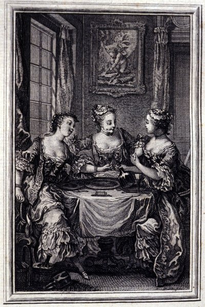 La Gageure des trois commères - dans « Contes et nouvelles en vers » de Jean La Fontaine. 1776. Illustration de P.P. Choffard. - Pierre Philippe Choffard