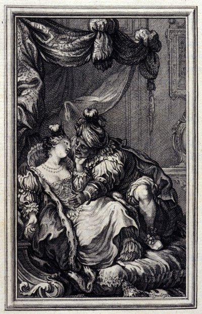 Mona Lisa - dans « Contes et nouvelles en vers » par Jean de La Fontaine. 1776. Illustration de P.P. Choffard - Pierre Philippe Choffard
