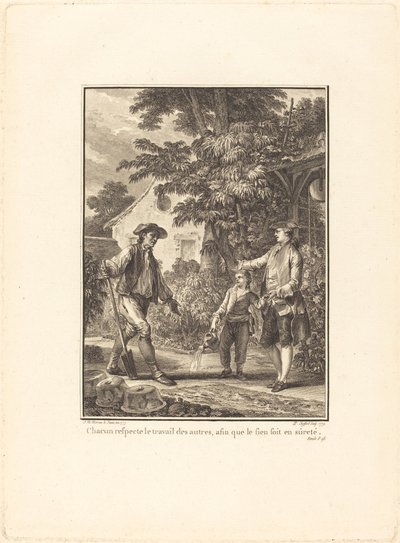 Chacun respecte le travail des autres, afin que le sein soit en sûreté - Pierre Philippe Choffard after Jean Michel Moreau