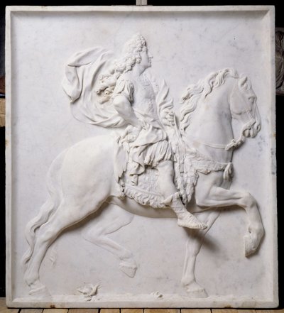Bas-relief représentant Louis XIV (1638-1715) à cheval (sculpture) - Pierre Puget