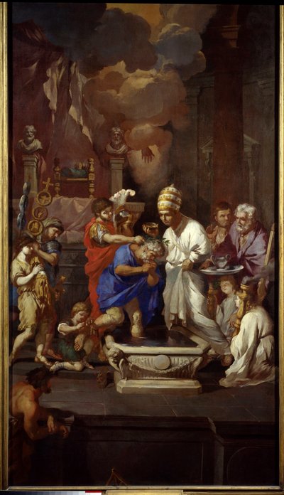 Le baptême de Constantin Peinture de Pierre Puget - Pierre Puget