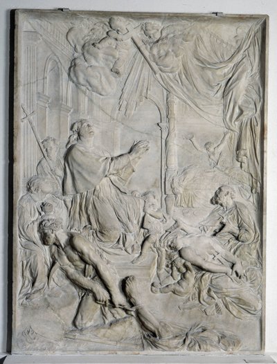 Bas-relief de la Peste de Milan - Saint Charles Borromée (San Carlo Borromeo) (1538-1584, Cardinal et Archevêque de Milan) priant - Pierre Puget