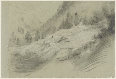 Avalanche dans un paysage alpin, vers 1870 (craies noires et blanches) - Pierre Puvis de Chavannes