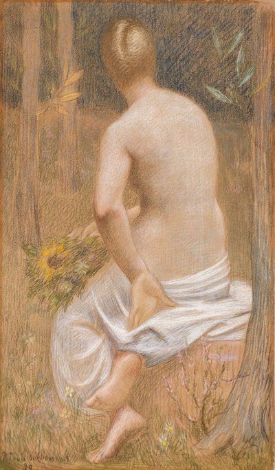 Figure féminine assise, vue de dos - Pierre Puvis de Chavannes