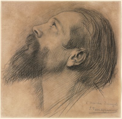Etude pour la frise de Sainte Geneviève (craie noire avec des touches de craie blanche) - Pierre Puvis de Chavannes