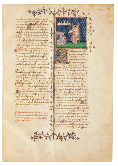 Page de "De Proprietatibus Rerum" par Bartholomeus Anglicus, dans la traduction française de Jean Corbechon, vers 1390 - Pierre Remiet