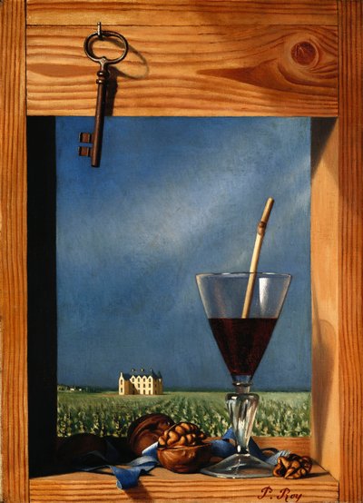 Verre de vin devant un château - Pierre Roy