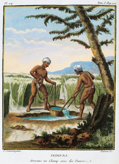 Inde, indigènes irriguant les champs, du Voyage aux Indes et en Chine par Pierre Sonnerat - Pierre Sonnerat