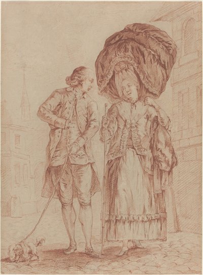 Un clerc accompagnant une dame lors de sa promenade matinale - Pierre Thomas Le Clerc