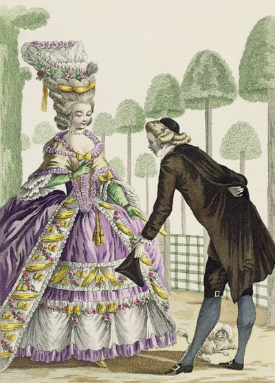 Dame en robe lilas se promenant dans les jardins du Palais Royal, planche 13 de 