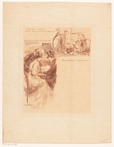 Menu pour le dîner annuel de la Librairie Ancienne et Moderne - Pierre Vidal