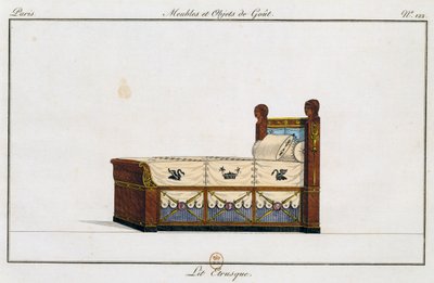 Lit étrusque, planche 122, illustration de la Collection de meubles et objets de goût - Pierre de La Mesangere