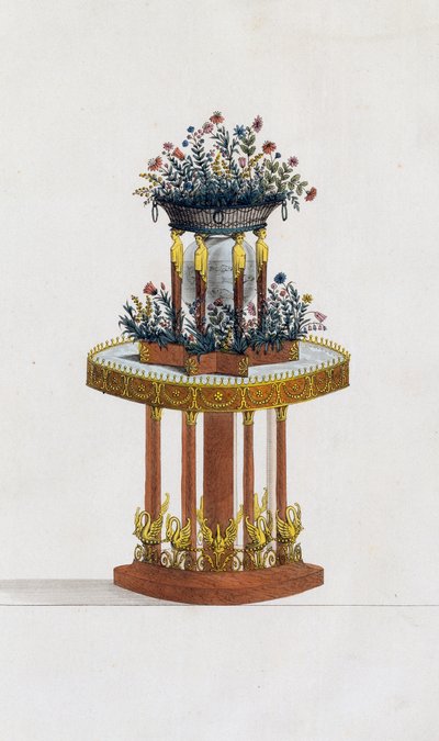 Support de fleurs en acajou et bronze, planche 287, illustration de Collection de meubles et objets de goût - Pierre de La Mesangere