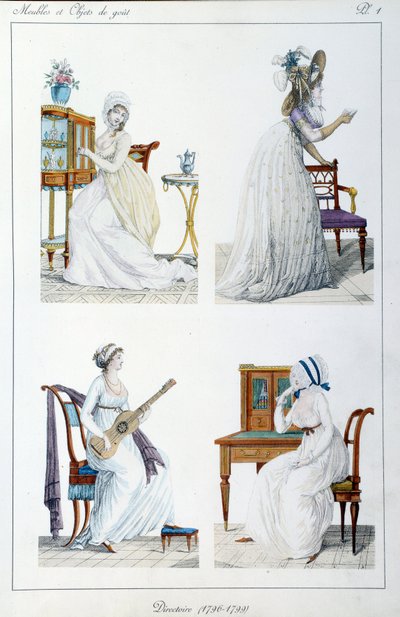 Portraits de femmes de la période du Directoire engagées dans diverses activités artistiques et sociales - Pierre de La Mesangere