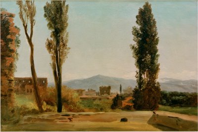 Dans les jardins Farnèse : Les trois peupliers et le Monte - Pierre de Valenciennes