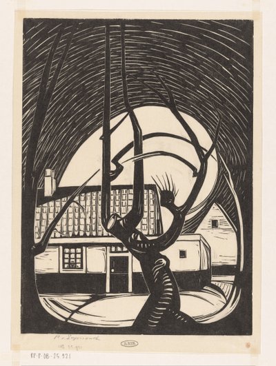 Saule devant une maison - Piet Egmond (signed by artist)