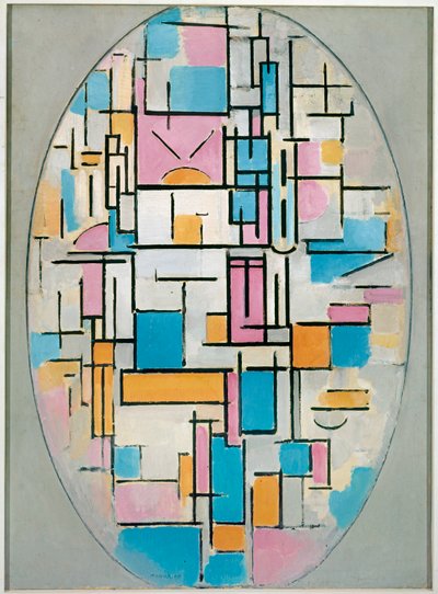 Composition en ovale avec plans de couleur 1 (huile sur toile) - Piet Mondrian