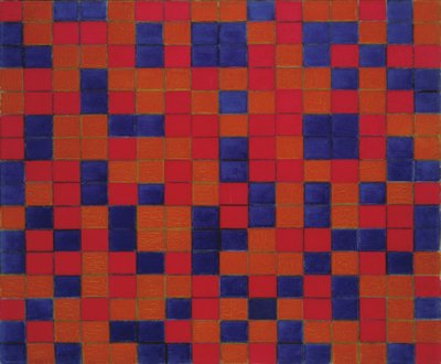 Composition avec grille 8 : Composition en damier avec couleurs sombres - Piet Mondrian