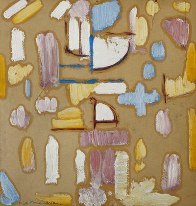 Composition avec rose, bleu, jaune et blanc (façade d