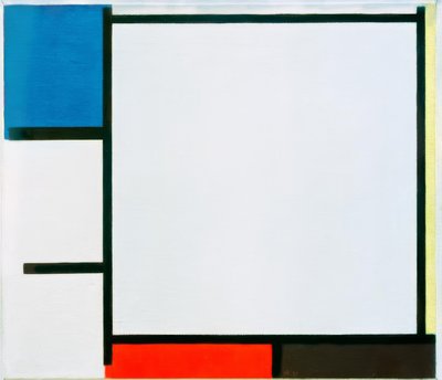Composition avec bleu, jaune, rouge, noir et gris - Piet Mondrian