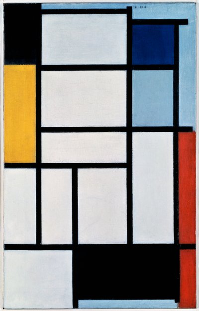 Composition avec rouge, noir, jaune, bleu et gris - Piet Mondrian